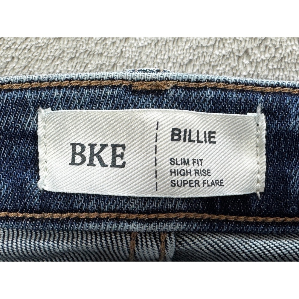 BKE Billie Super Flare 29/33Dark Blue Flare Jeans with Frayed Hem - Picture 4 of 7